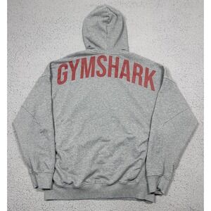 Gymshark Hoodie Mens Medium Gray Pullover Side Pockets Back Logo Gym Training